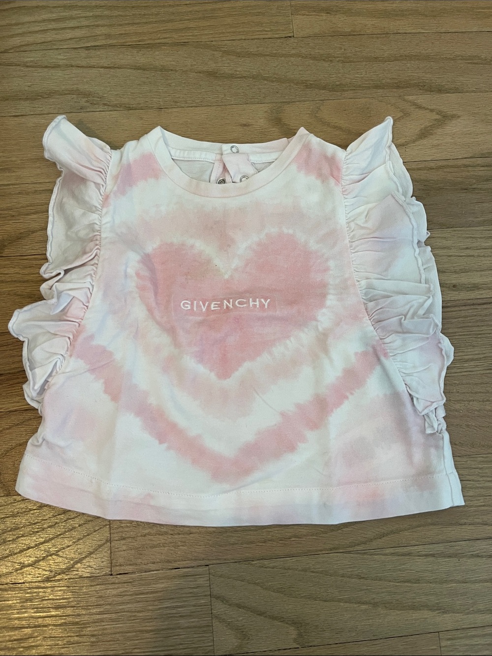 Givenchy Kids Pink Tie-Dye Heart Ruffle Tank